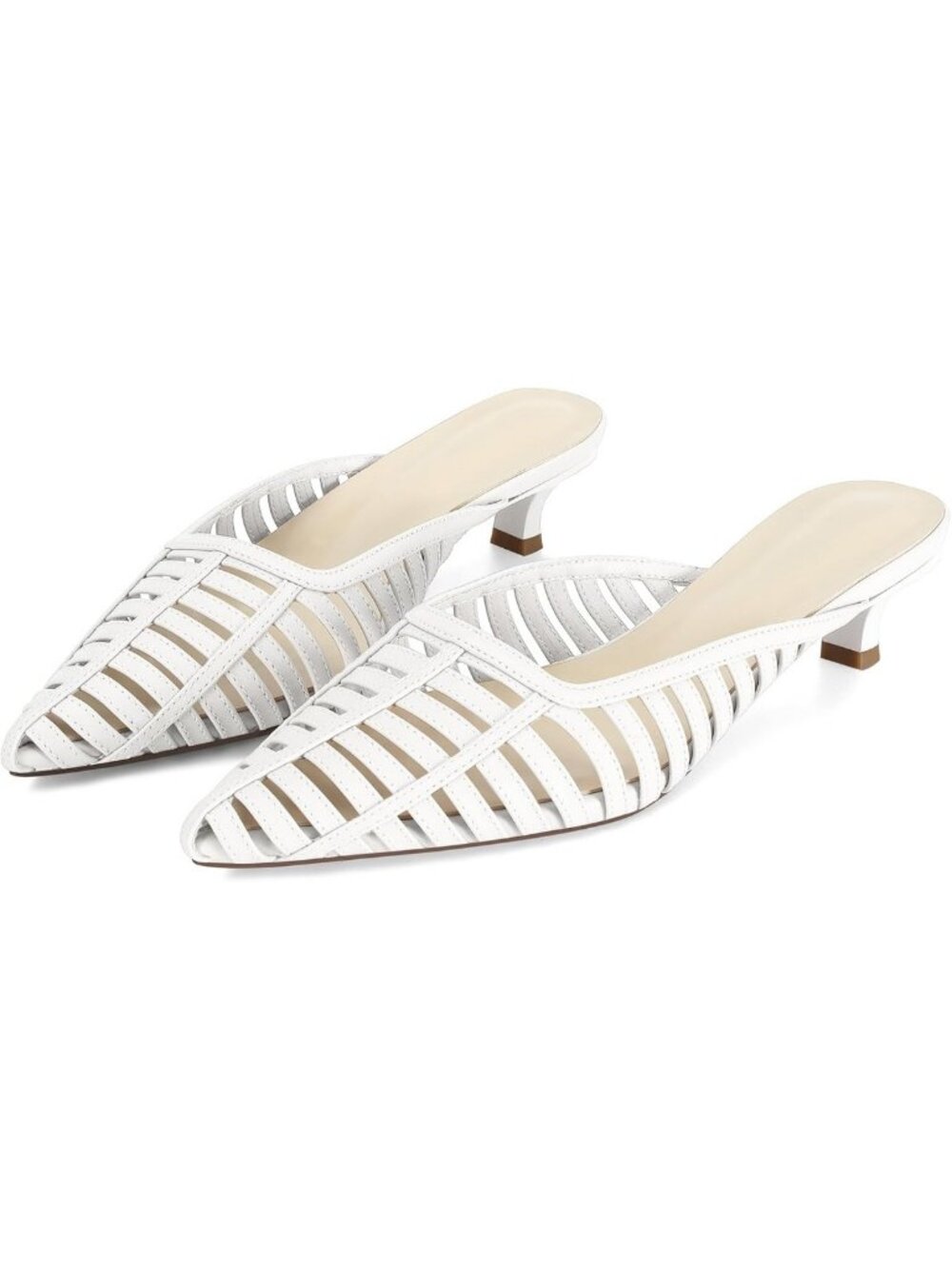 Chic Black Woven Kitten Heels for Women - Pointed Toe Dressy Bow Mules, Vintage